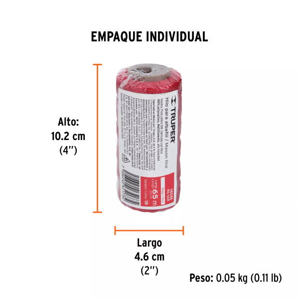 Carrete Con 65 M De Hilo Para Albañil Rojo, Truper | Ferreterias Ferretodo Guatemala