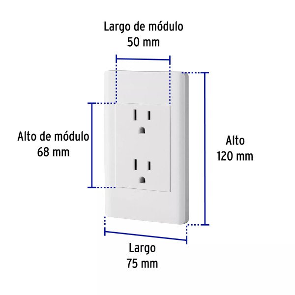 ‣ Placa armada blanca Lisboa dúplex 3 módulos | Volteck