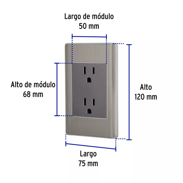 ‣ Placa acero inox Lisboa dúplex 3 módulos... | Volteck