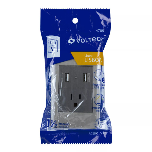 ‣ Placa acero c/ USB Lisboa | Volteck