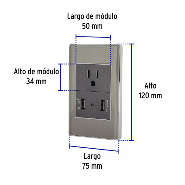 ‣ Placa acero c/ USB Lisboa | Volteck