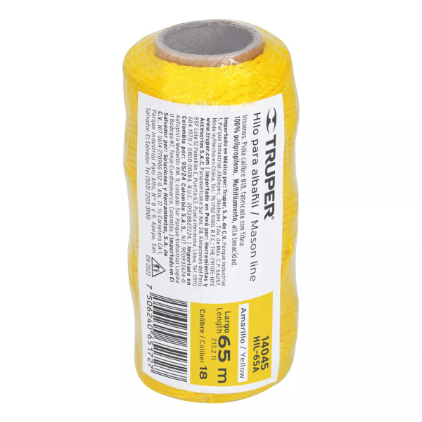 Carrete Con 65 M De Hilo Para Albañil Amarillo, Truper | Ferreterias Ferretodo Guatemala