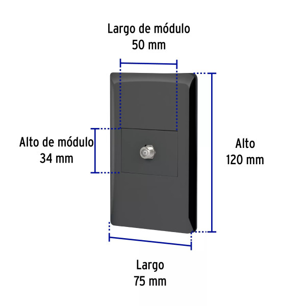 ‣ Placa armada negra 1 TV, 1.5 módulos Lisboa | Volteck