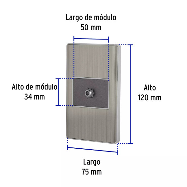 ‣ Placa acero inox TV Lisboa 1.5 módulos... | Volteck