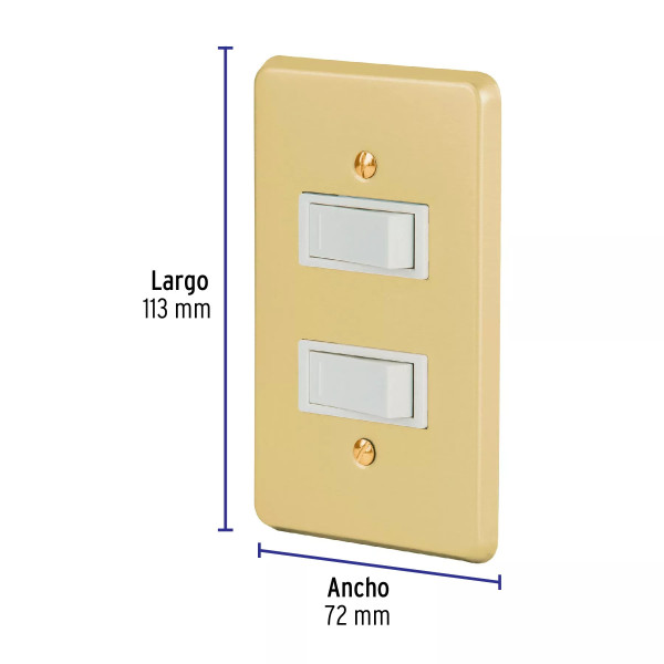 ‣ Placa armada 2 interruptores, Económica... | Volteck