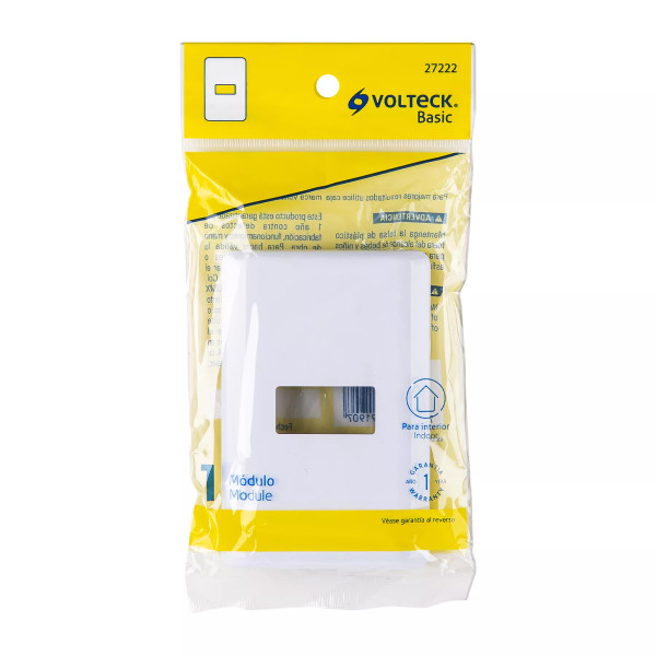 ‣ Placa 1 módulo línea Basic blanca | Volteck