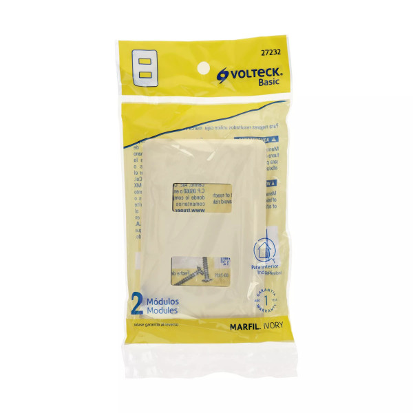 ‣ Placa 2 módulos marfil, Volteck Basic... | Volteck