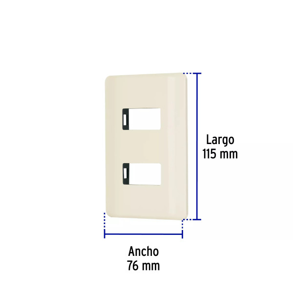 ‣ Placa 2 módulos marfil, Volteck Basic... | Volteck