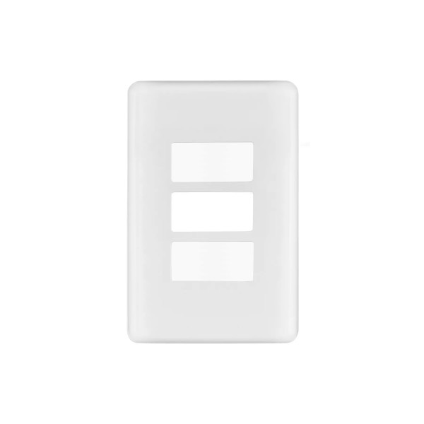 ‣ Placa 3 módulos ABS línea Basic blanca | Volteck