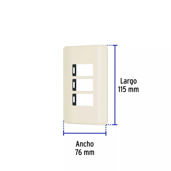 ‣ Placa 3 módulos marfil Volteck Basic... | Volteck