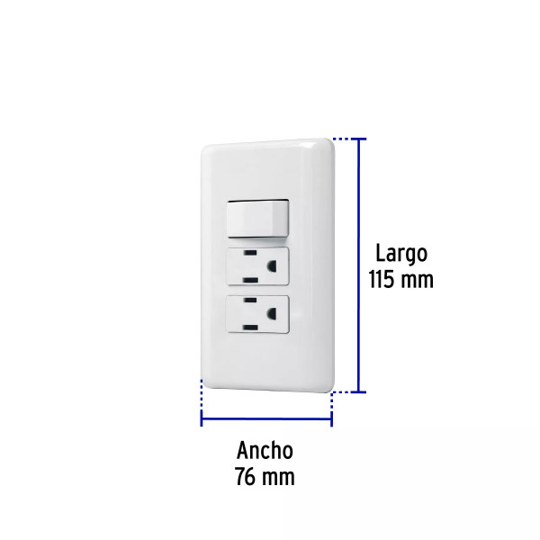 ‣ Placa 2 contactos e interruptor | Volteck