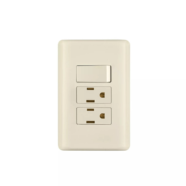 ‣ Placa armada interruptor y 2 contactos... | Volteck