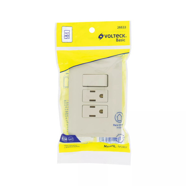 ‣ Placa armada interruptor y 2 contactos... | Volteck