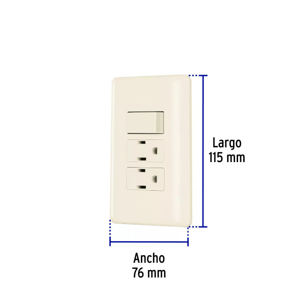 ‣ Placa armada interruptor y 2 contactos... | Volteck
