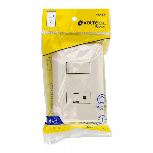 ‣ Placa armada interruptor y contacto, marfil... | Volteck
