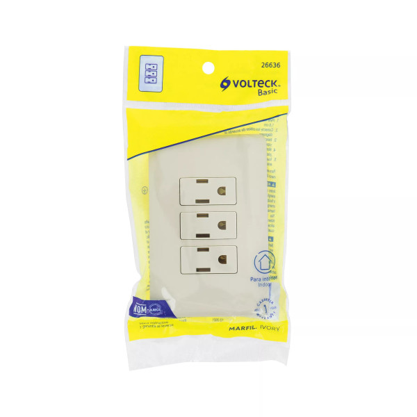 ‣ Placa armada 3 contactos aterrizados... | Volteck