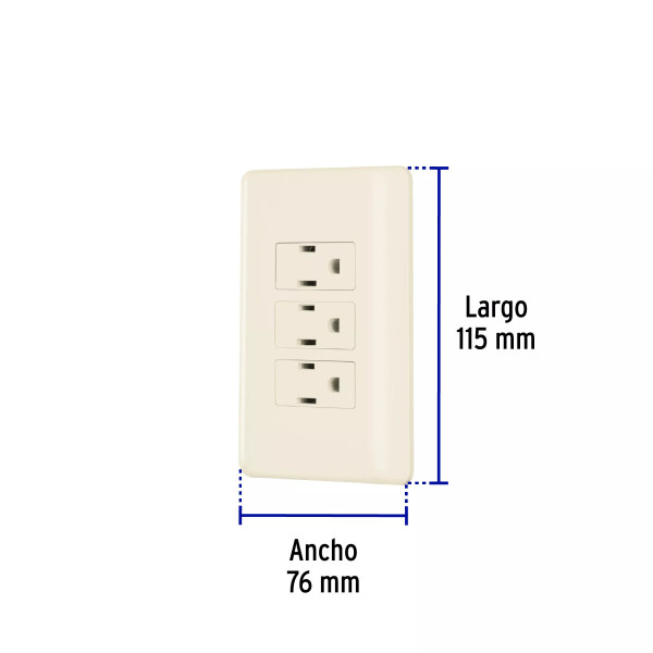 ‣ Placa armada 3 contactos aterrizados... | Volteck