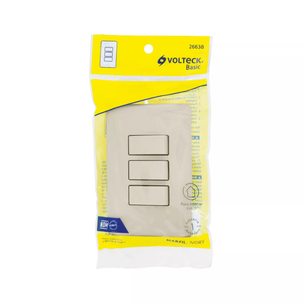 ‣ Placa armada 3 interr... marfil | Volteck