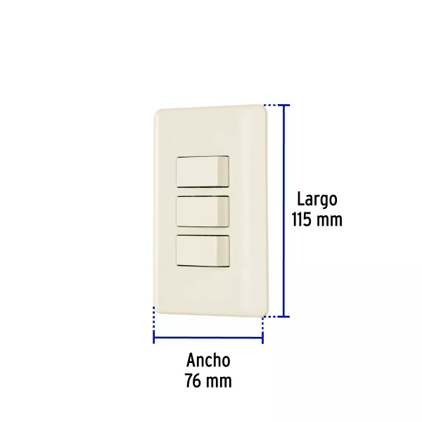 ‣ Placa armada 3 interr... marfil | Volteck