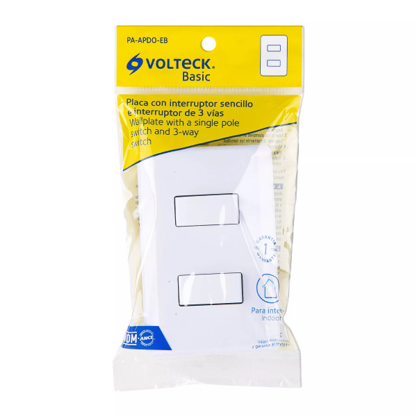 ‣ Placa armada 1 int. simple + 1 de 3 vías, Basic | Volteck