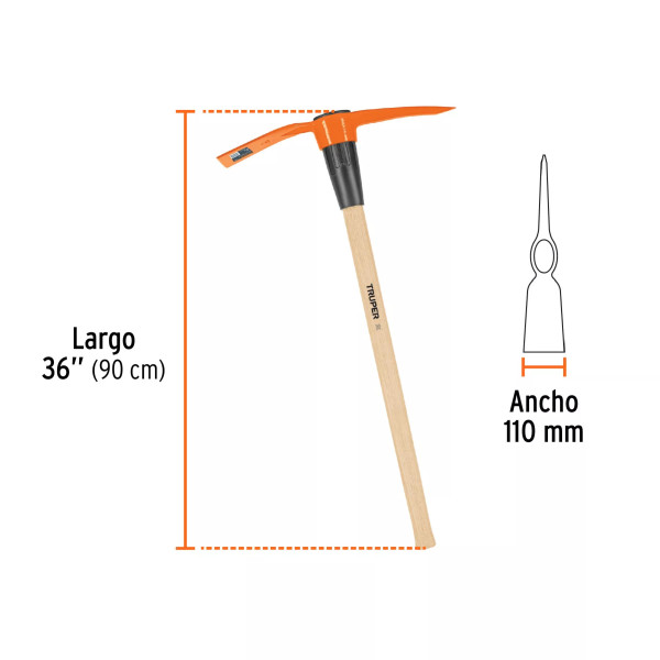 ‣ Talacho-pico 5 lb, mango madera 36" | Truper