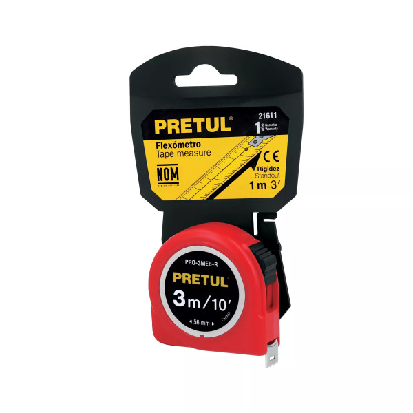 Flexómetro Rojo 3 M Cinta 13 Mm, En Tarjeta, Pretul | Flexómetros / Cintas Metricas Ferreterias Ferretodo