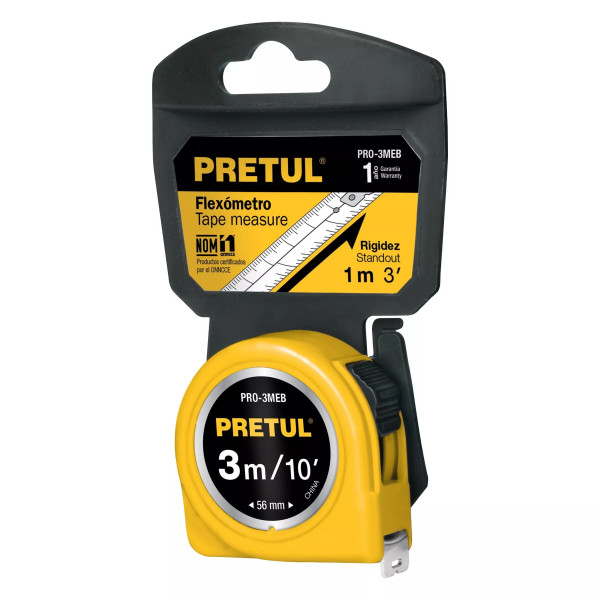 Flexómetro Amarillo 3 M Cinta 13 Mm, En Tarjeta, Pretul | Flexómetros / Cintas Metricas Ferreterias Ferretodo