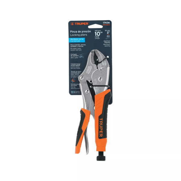 ‣ Pinza presión 10" curva, mango vinil... | Truper