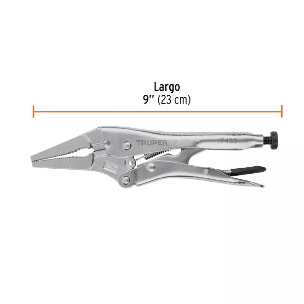 ‣ Pinza de presión 9", punta larga, Truper | Truper