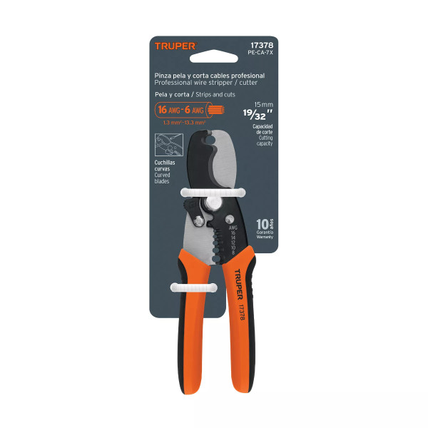 ‣ Pinza pela y corta cables 7" 14 a 8 AWG... | Truper