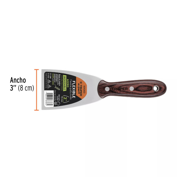 ‣ Espátula 3" acero inox. mango madera Expert | Truper