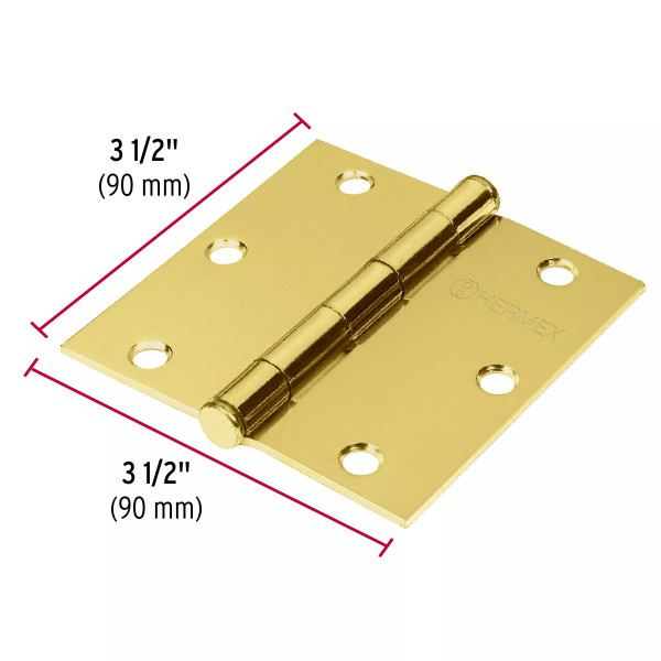 ‣ Bisagra cuadrada 3-1/2", latonada... | Hermex