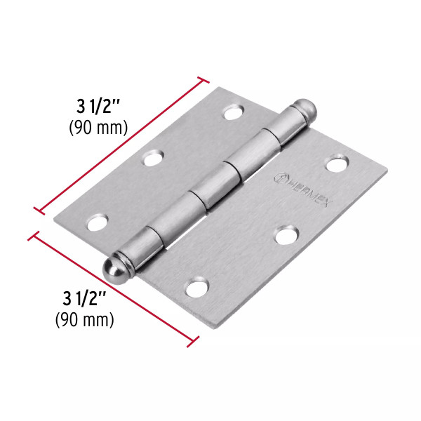 ‣ Bisagra cuadrada 3-1/2", satinado, HERMEX | Hermex