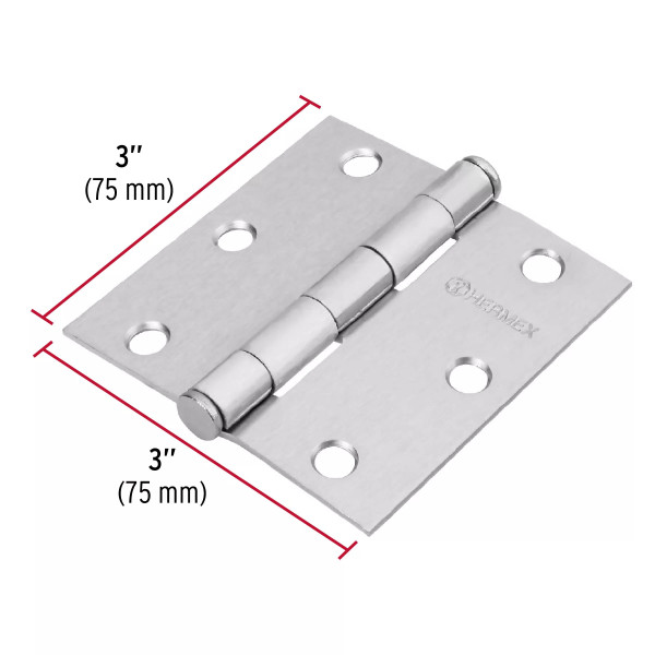 ‣ Bisagra cuadrada 3", satinada, HERMEX | Hermex