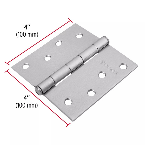 ‣ Bisagra cuadrada 4", satinada... | Hermex
