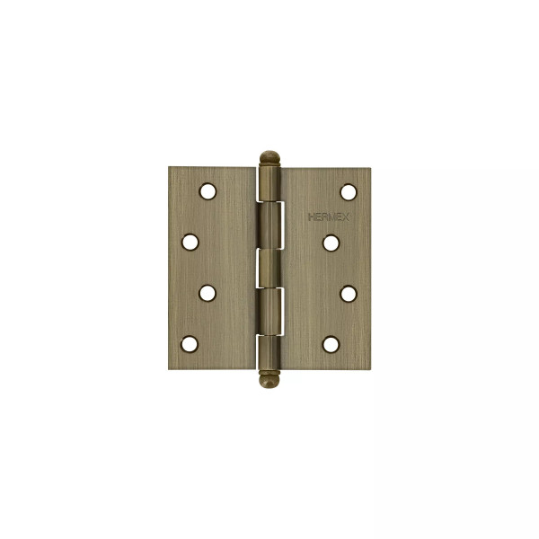 ‣ Bisagra 4" Latón Antiguo, Cabeza Redonda | Hermex