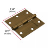 ‣ Bisagra 3-1/2" Latón Antiguo Cabeza Plana | Hermex