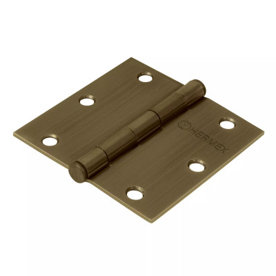 ‣ Bisagra 3-1/2" Latón Antiguo Cabeza Plana | Hermex
