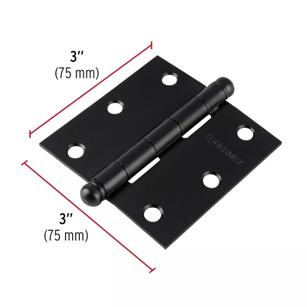 ‣ Bisagra cuadrada 3", negro mate... | Hermex