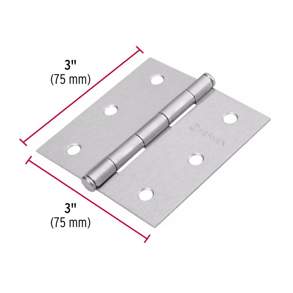 ‣ Bisagra cuadrada 3", satinada, BASIC... | Hermex Basic