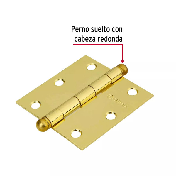 ‣ Bolsa c/2 bisagras cuadradas 3", latonado... | Hermex