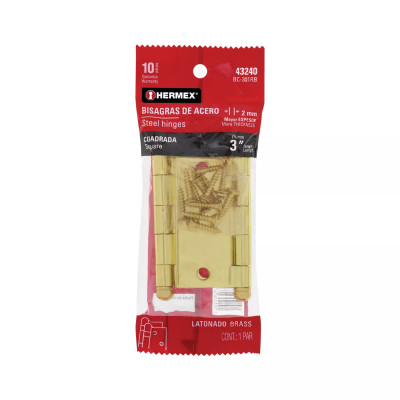 ‣ Bolsa c/2 bisagras cuadradas 3", latonado... | Hermex