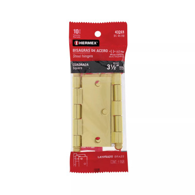 ‣ Bolsa bisagras 3-1/2" latonado redonda... | Hermex