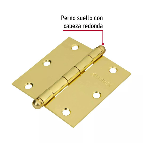 ‣ Bolsa bisagras 3-1/2" latonado redonda... | Hermex