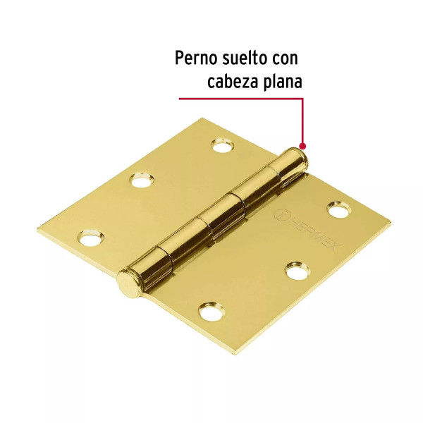 ‣ Bolsa bisagras cuadradas 3-1/2" latonadas... | Hermex