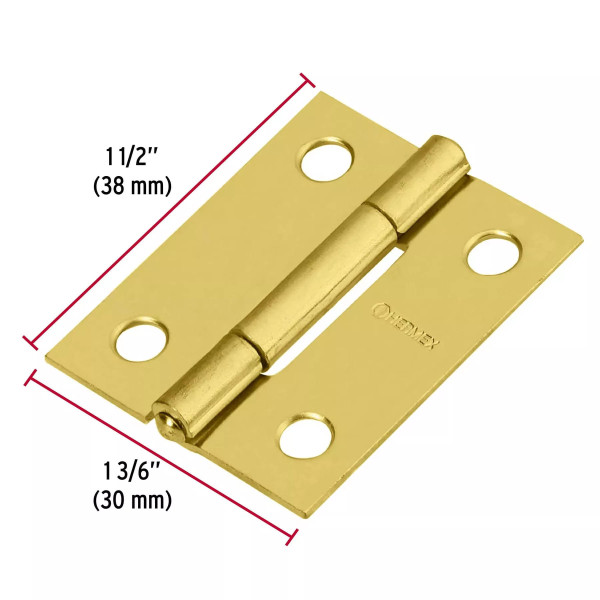‣ Bisagra rect. 1-1/2" acero latonado | Hermex