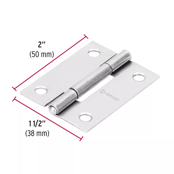 ‣ Bisagra rectangular 2" acero pulido... | Hermex