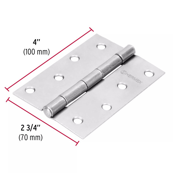 ‣ Bisagra rectangular 4" acero pulido... | Hermex