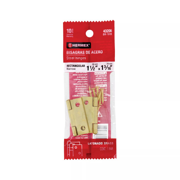 ‣ Bisagras 1-1/2" Acero Latonado | Hermex