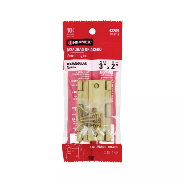 ‣ Bisagras 3" Acero Latonado | Hermex